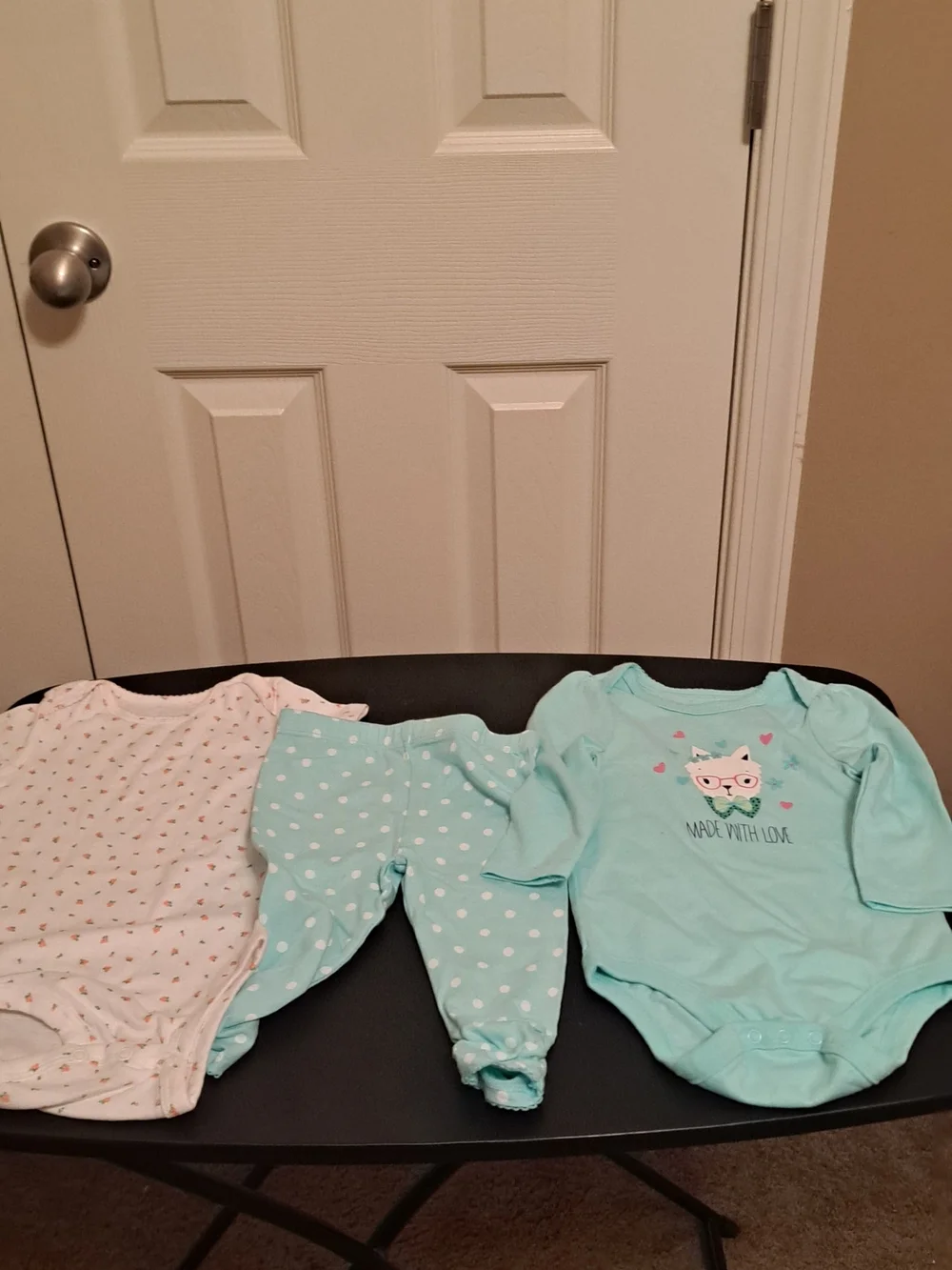 Baby Girls Mint Green Long-Sleeve One-Piece Bodysuit - Made With Love
